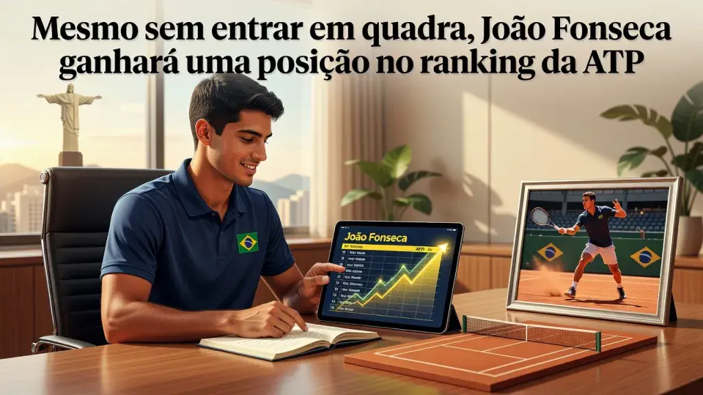 Mesmo sem entrar em quadra, **João Fonseca** ganhará uma posição no ranking da Associação dos Tenistas Profissionais (ATP).